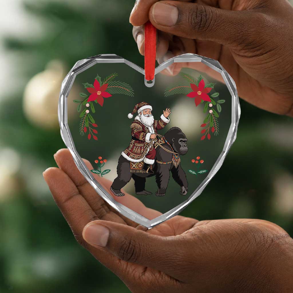 DR Congo Christmas Glass Ornament Santa Gorilla