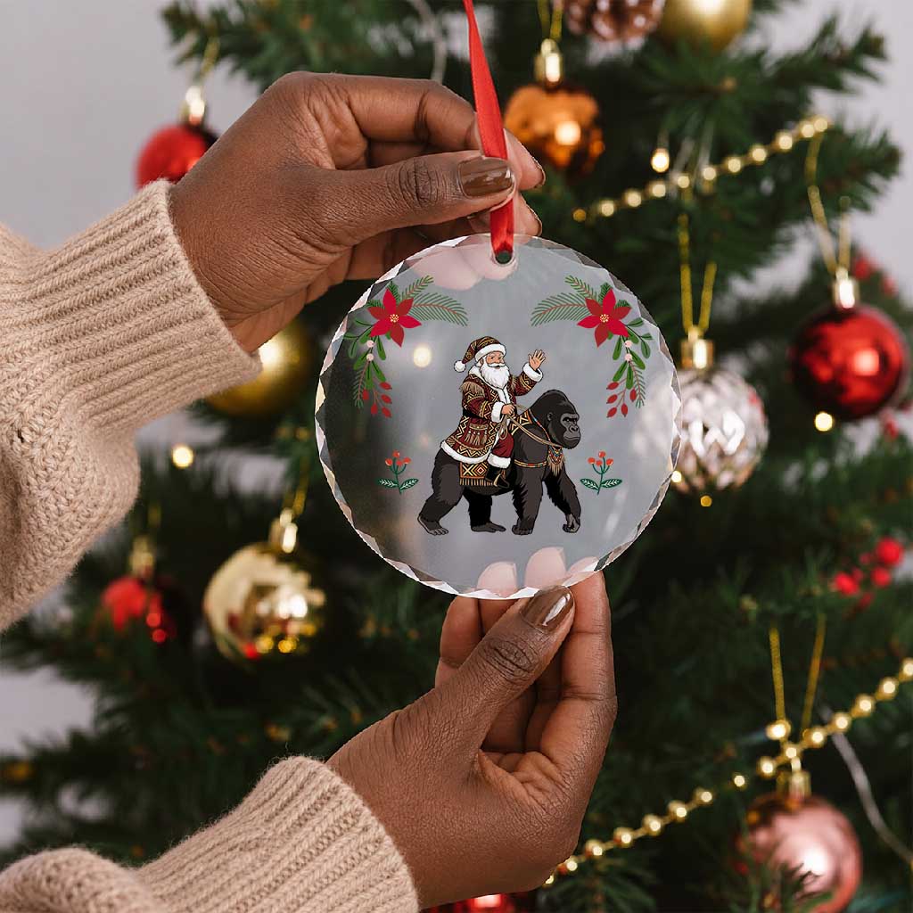 DR Congo Christmas Glass Ornament Santa Gorilla