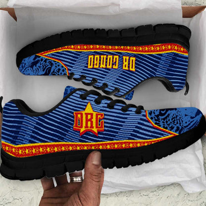 DR Congo Football Sneakers Leopard Jaguar Tribal Pattern With Flags
