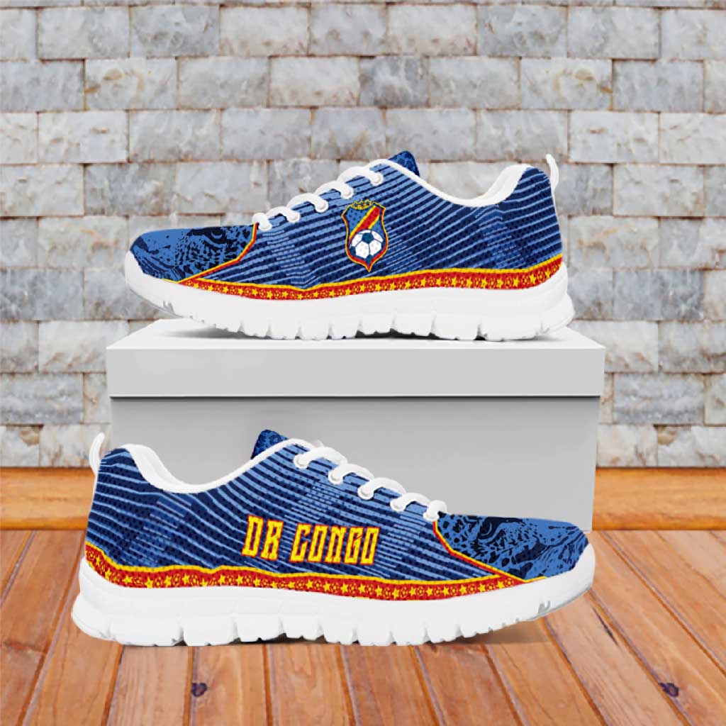 DR Congo Football Sneakers Leopard Jaguar Tribal Pattern With Flags