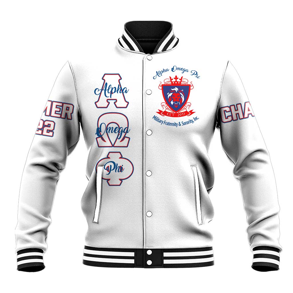 Alpha Omega Phi Custom Baseball Jacket Classic White Greek Fraternity