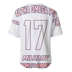 Alpha Omega Phi Custom Baseball Jersey Classic White Greek Fraternity