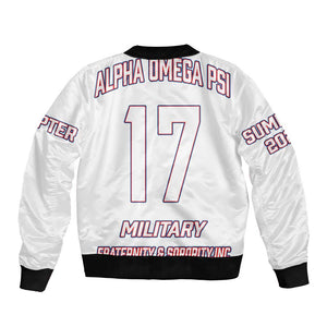 Alpha Omega Phi Custom Bomber Jacket Classic White Greek Fraternity