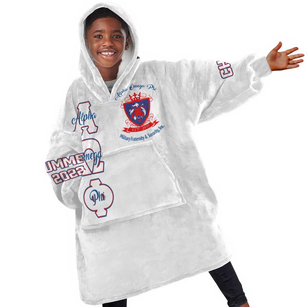 Alpha Omega Phi Custom Kid Wearable Blanket Hoodie Classic White Greek Fraternity