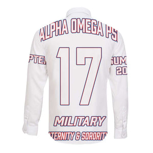 Alpha Omega Phi Custom Long Sleeve Button Shirt Classic White Greek Fraternity