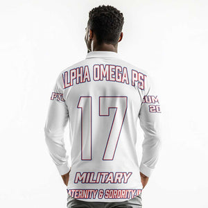 Alpha Omega Phi Custom Long Sleeve Polo Shirt Classic White Greek Fraternity