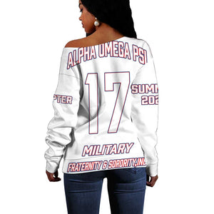 Alpha Omega Phi Custom Off Shoulder Sweater Classic White Greek Fraternity