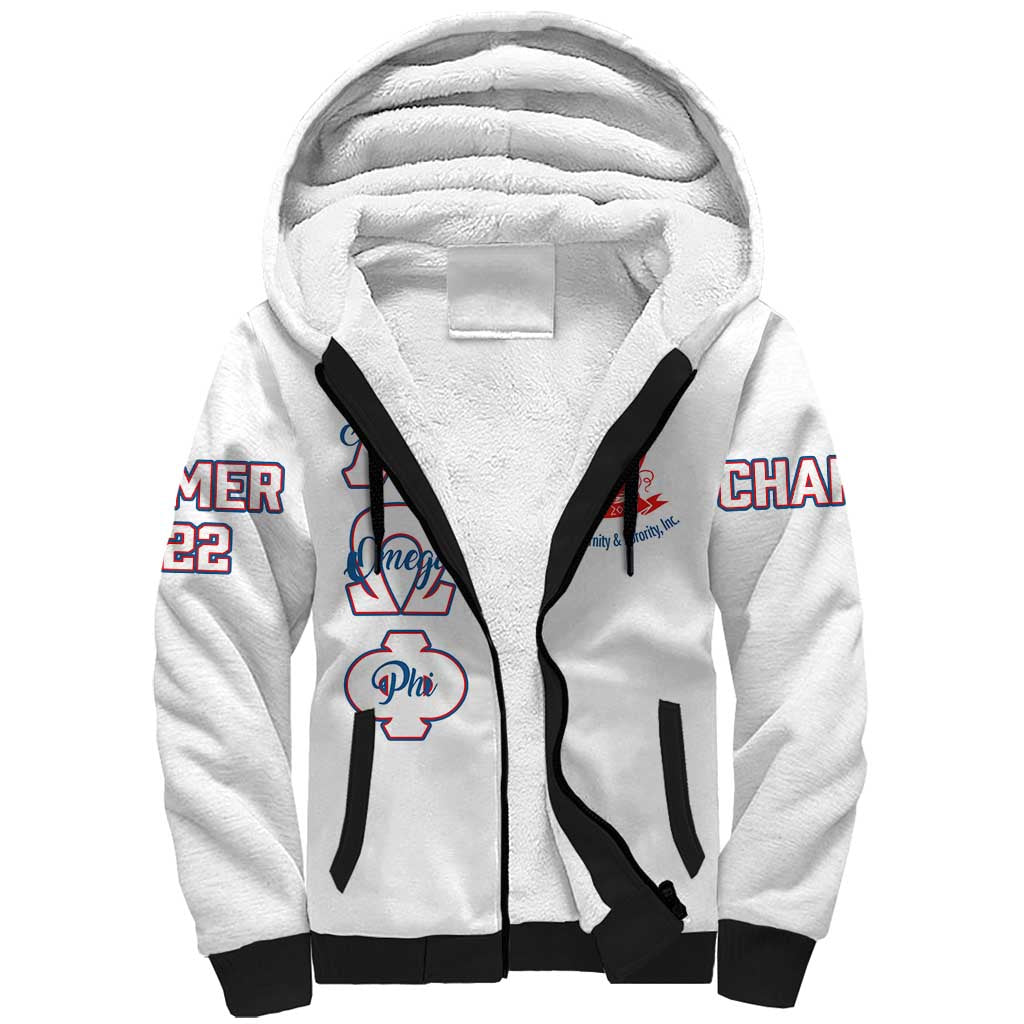 Alpha Omega Phi Custom Sherpa Hoodie Classic White Greek Fraternity