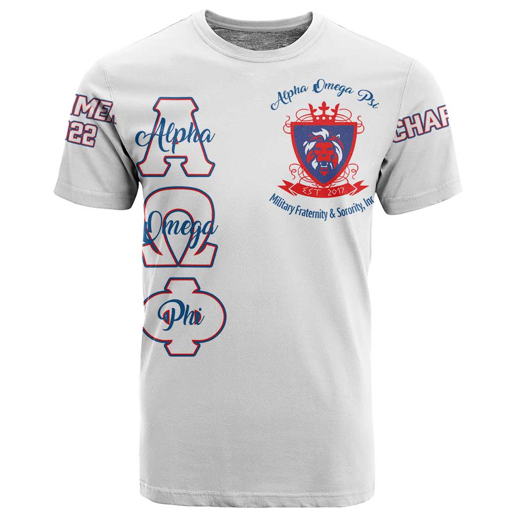 Alpha Omega Phi Custom T shirt Classic White Greek Fraternity