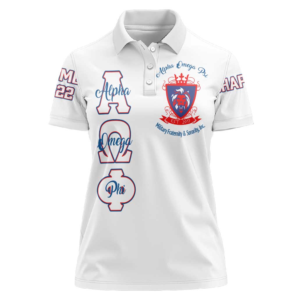 Alpha Omega Phi Custom Women Polo Shirt Classic White Greek Fraternity