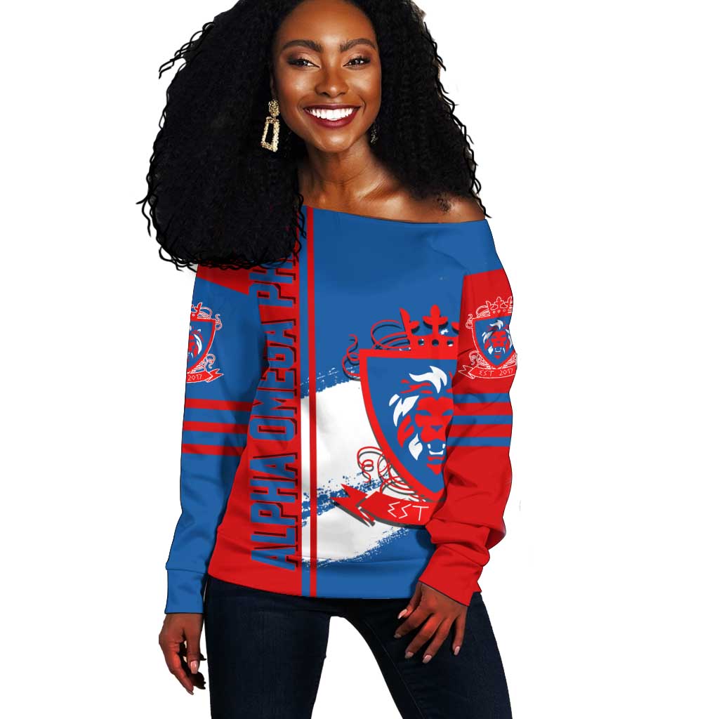 Alpha Omega Phi Off Shoulder Sweater Stylish Greek Apparel For Members