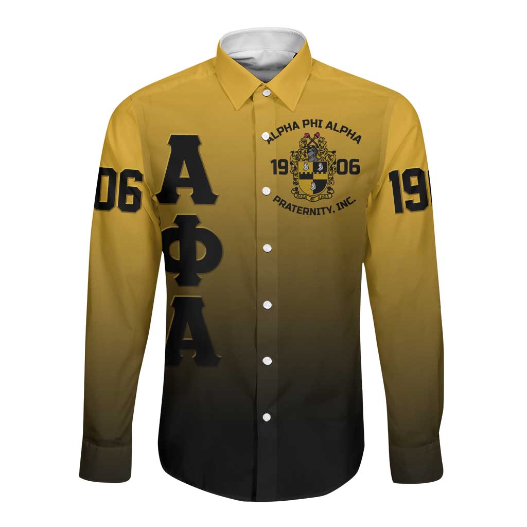 Alpha Phi Alpha Fraternity Gradient Long Sleeve Button Shirt Premium Greek Letter