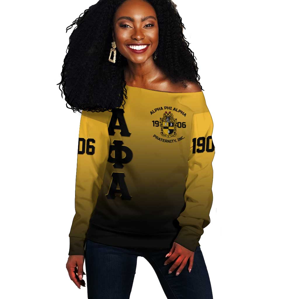 Alpha Phi Alpha Fraternity Gradient Off Shoulder Sweater Premium Greek Letter