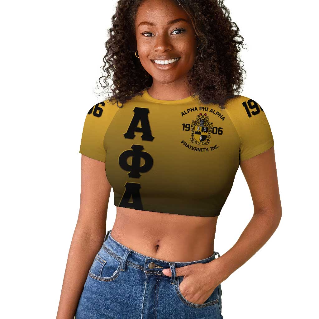 Alpha Phi Alpha Fraternity Gradient Raglan Cropped T shirt Premium Greek Letter