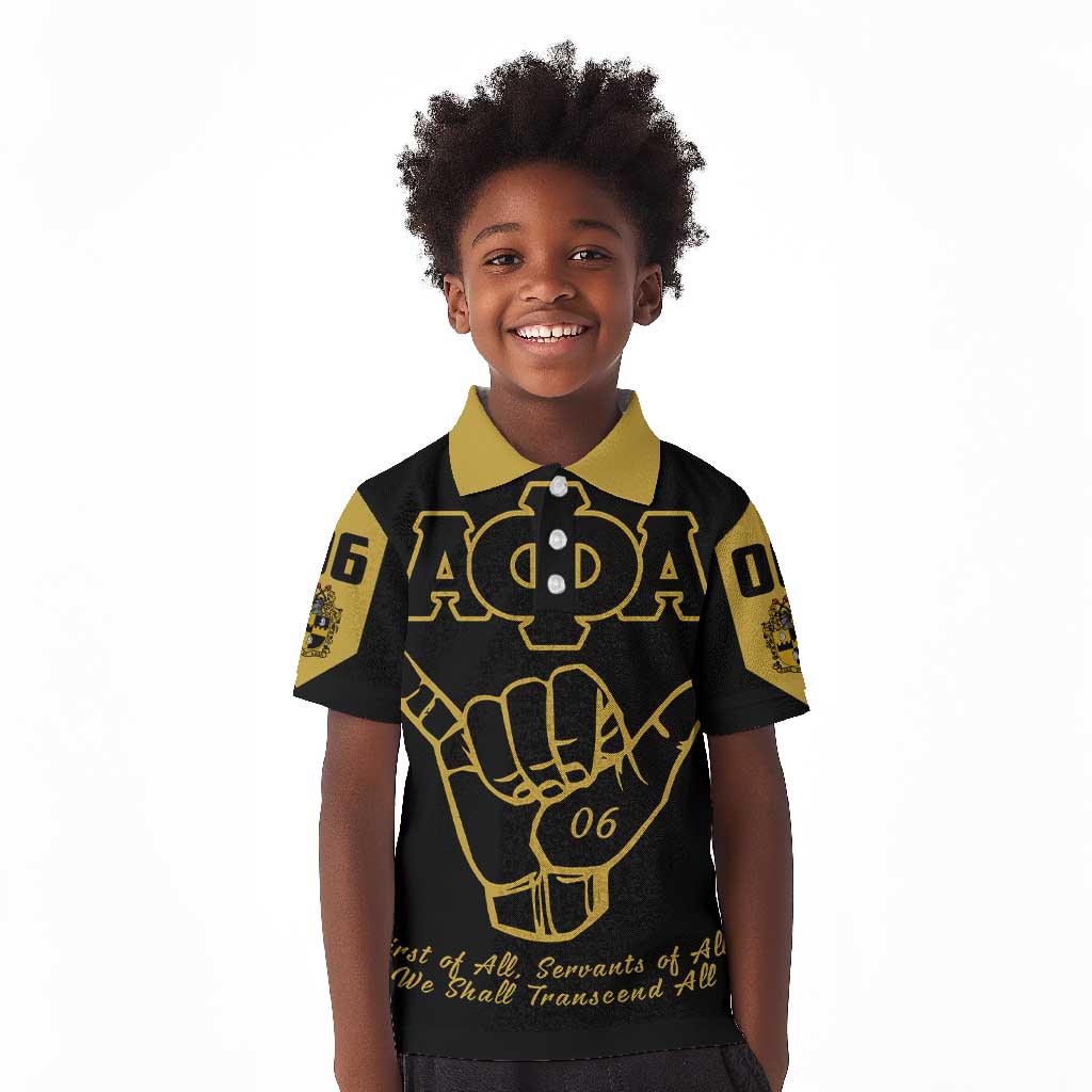 Lpha Phi Alpha Fraternity Kid Polo Shirt Reat Sphinx Design & Hand Sign