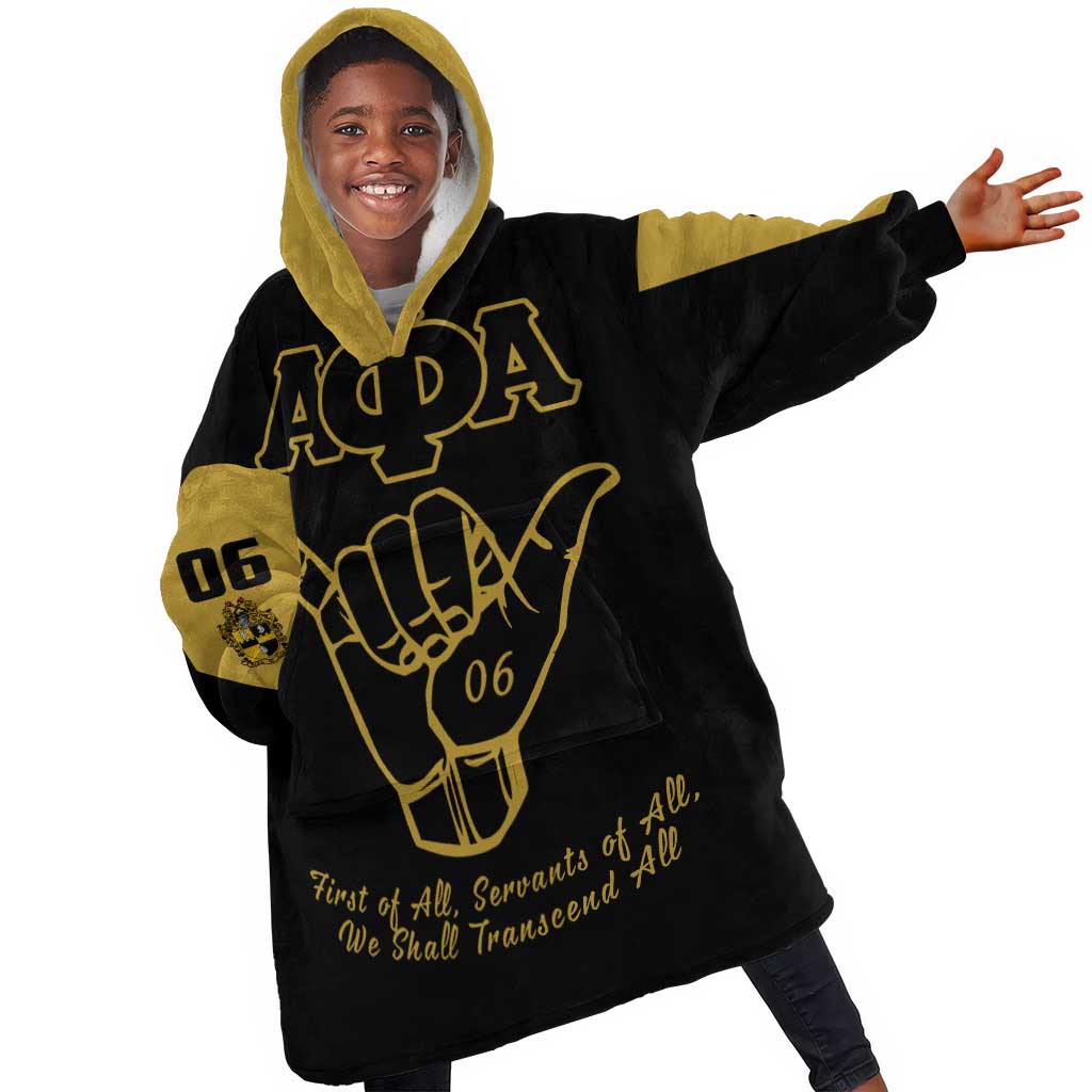 Lpha Phi Alpha Fraternity Kid Wearable Blanket Hoodie Reat Sphinx Design & Hand Sign