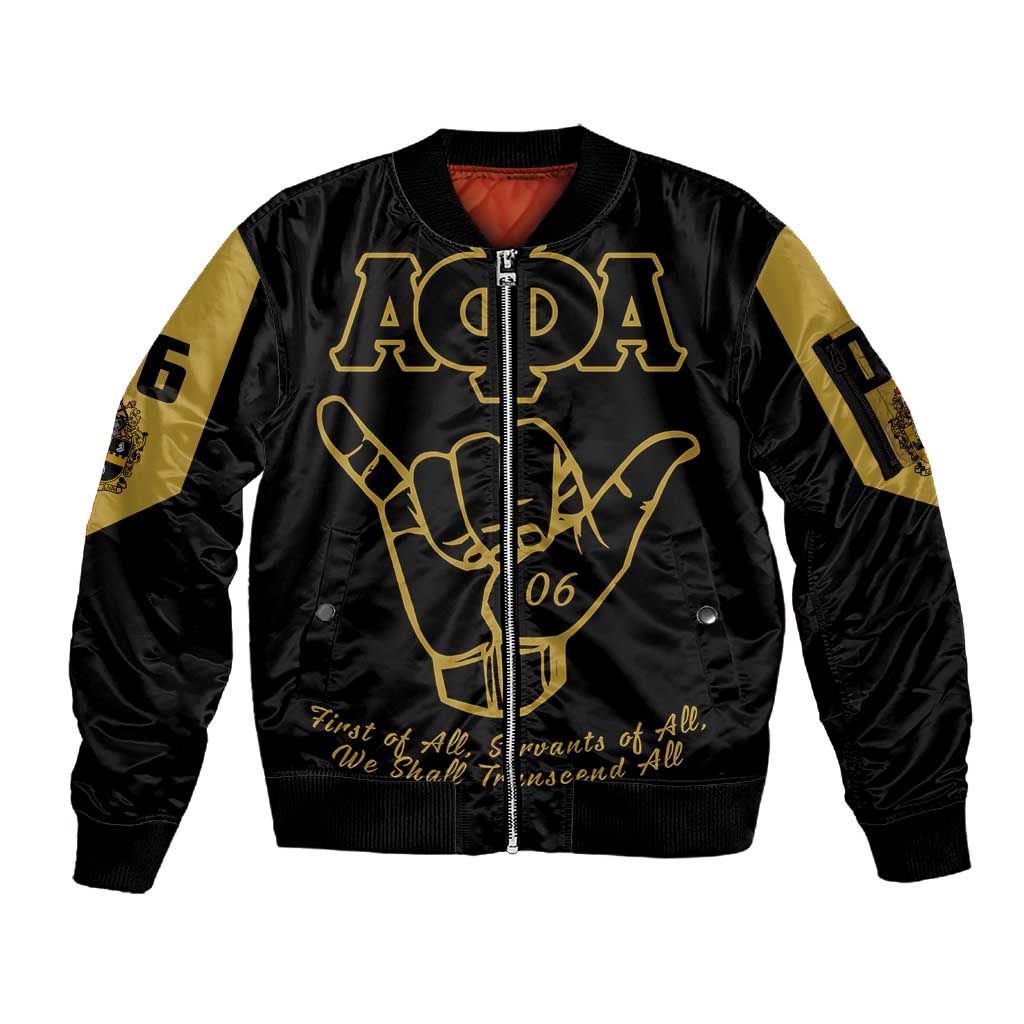 Lpha Phi Alpha Fraternity Sleeve Zip Bomber Jacket Reat Sphinx Design & Hand Sign