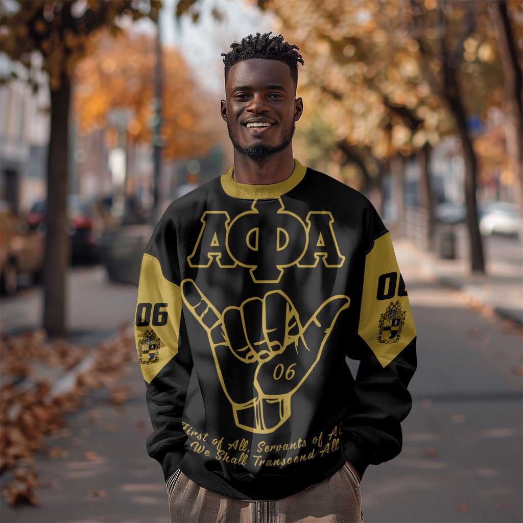 Lpha Phi Alpha Fraternity Sweatshirt Reat Sphinx Design & Hand Sign