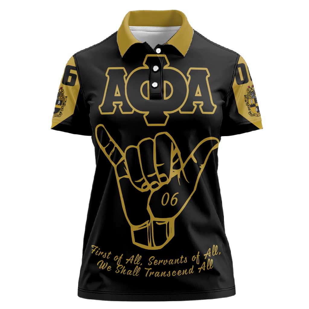 Lpha Phi Alpha Fraternity Women Polo Shirt Reat Sphinx Design & Hand Sign