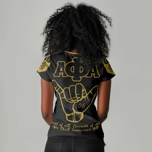 Lpha Phi Alpha Fraternity Women V-Neck T-Shirt Reat Sphinx Design & Hand Sign