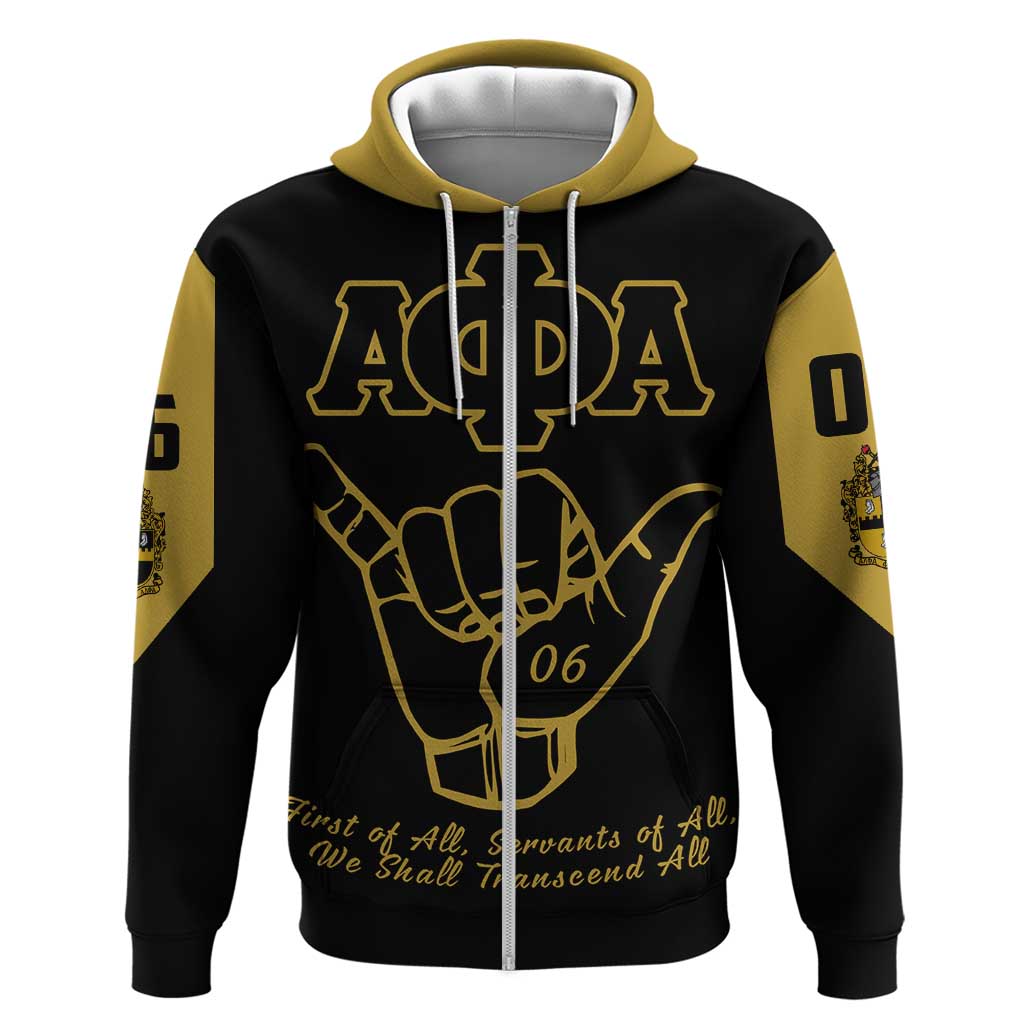 Lpha Phi Alpha Fraternity Zip Hoodie Reat Sphinx Design & Hand Sign