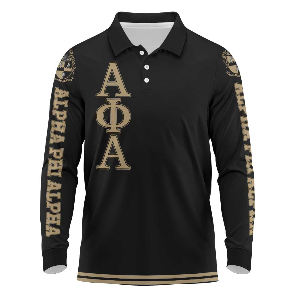 Alpha Phi Alpha Sphinx Long Sleeve Polo Shirt Manly Deeds, Fraternity Pride