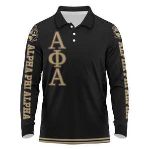 Alpha Phi Alpha Sphinx Long Sleeve Polo Shirt Manly Deeds, Fraternity Pride