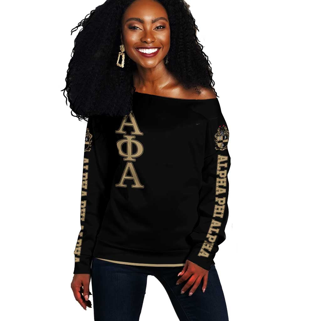 Alpha Phi Alpha Sphinx Off Shoulder Sweater Manly Deeds, Fraternity Pride