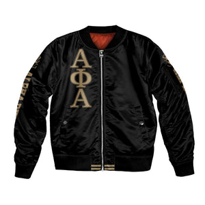 Alpha Phi Alpha Sphinx Sleeve Zip Bomber Jacket Manly Deeds, Fraternity Pride