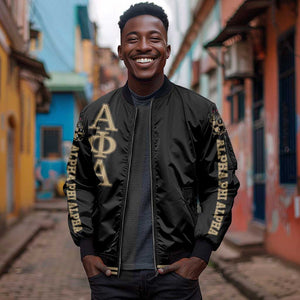 Alpha Phi Alpha Sphinx Sleeve Zip Bomber Jacket Manly Deeds, Fraternity Pride