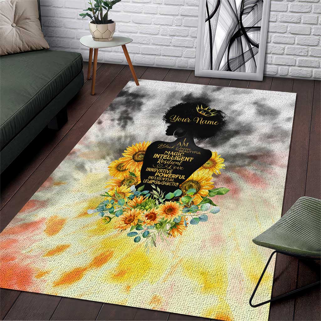 Vintage Flowers - I Am Black Queen Area Rug