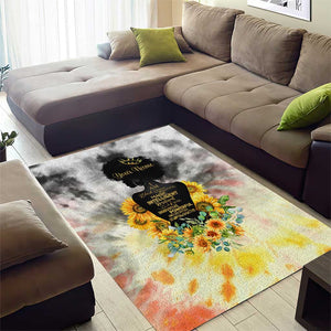 Vintage Flowers - I Am Black Queen Area Rug