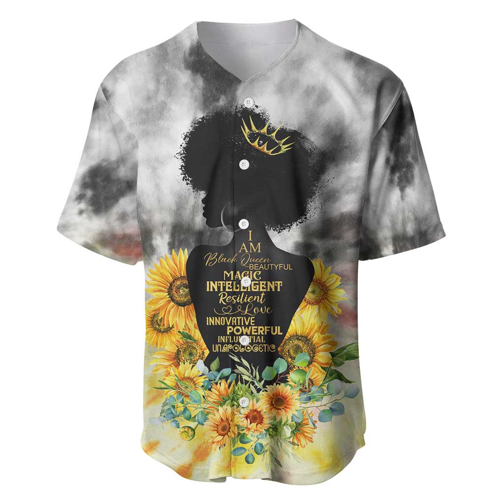 Vintage Flowers - I Am Black Queen Baseball Jersey