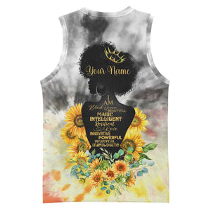 Vintage Flowers - I Am Black Queen Basketball Jersey DT02