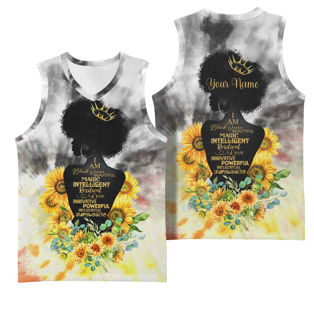 Vintage Flowers - I Am Black Queen Basketball Jersey DT02
