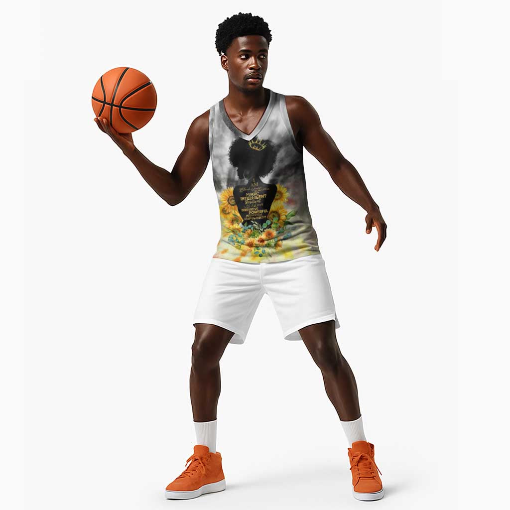 Vintage Flowers - I Am Black Queen Basketball Jersey DT02