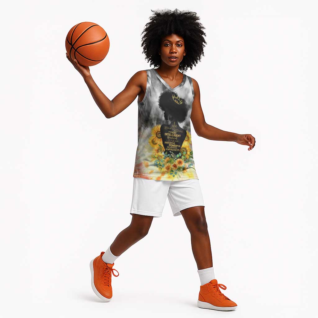 Vintage Flowers - I Am Black Queen Basketball Jersey DT02