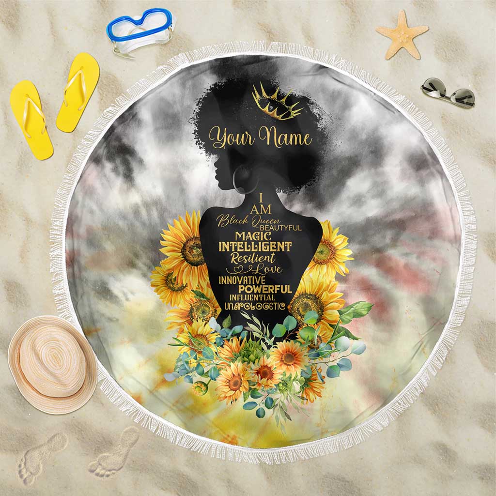 Vintage Flowers - I Am Black Queen Beach Blanket