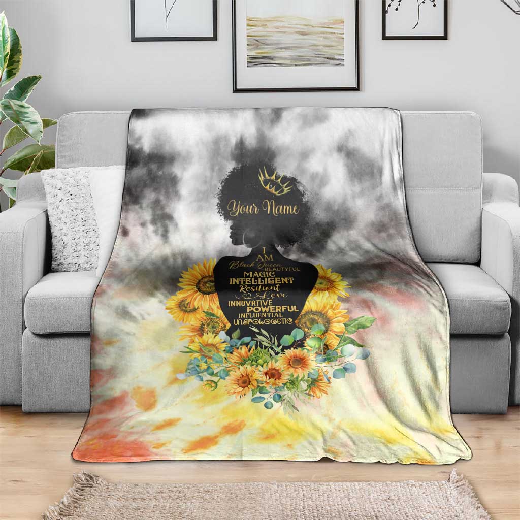 Vintage Flowers - I Am Black Queen Blanket