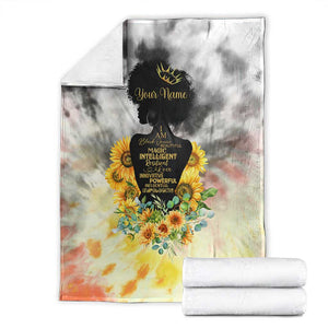 Vintage Flowers - I Am Black Queen Blanket