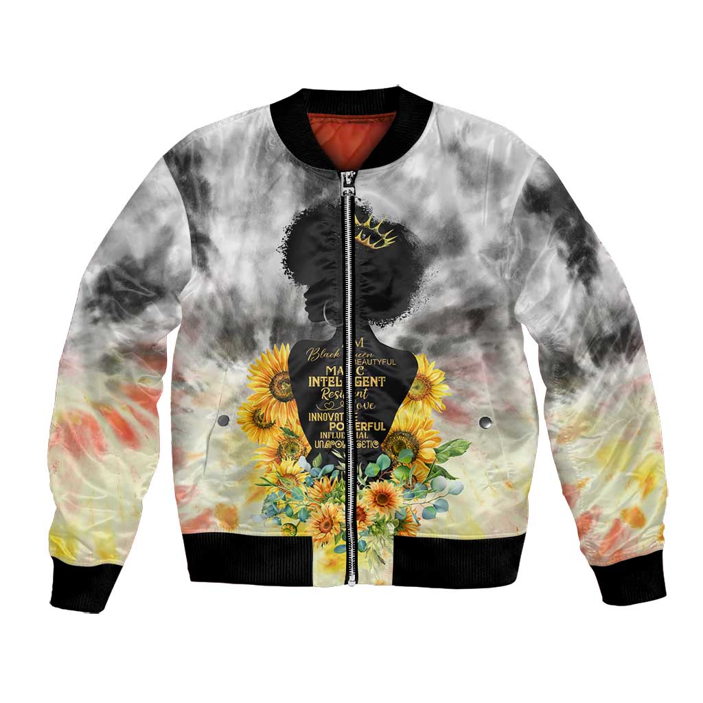 Vintage Flowers - I Am Black Queen Bomber Jacket