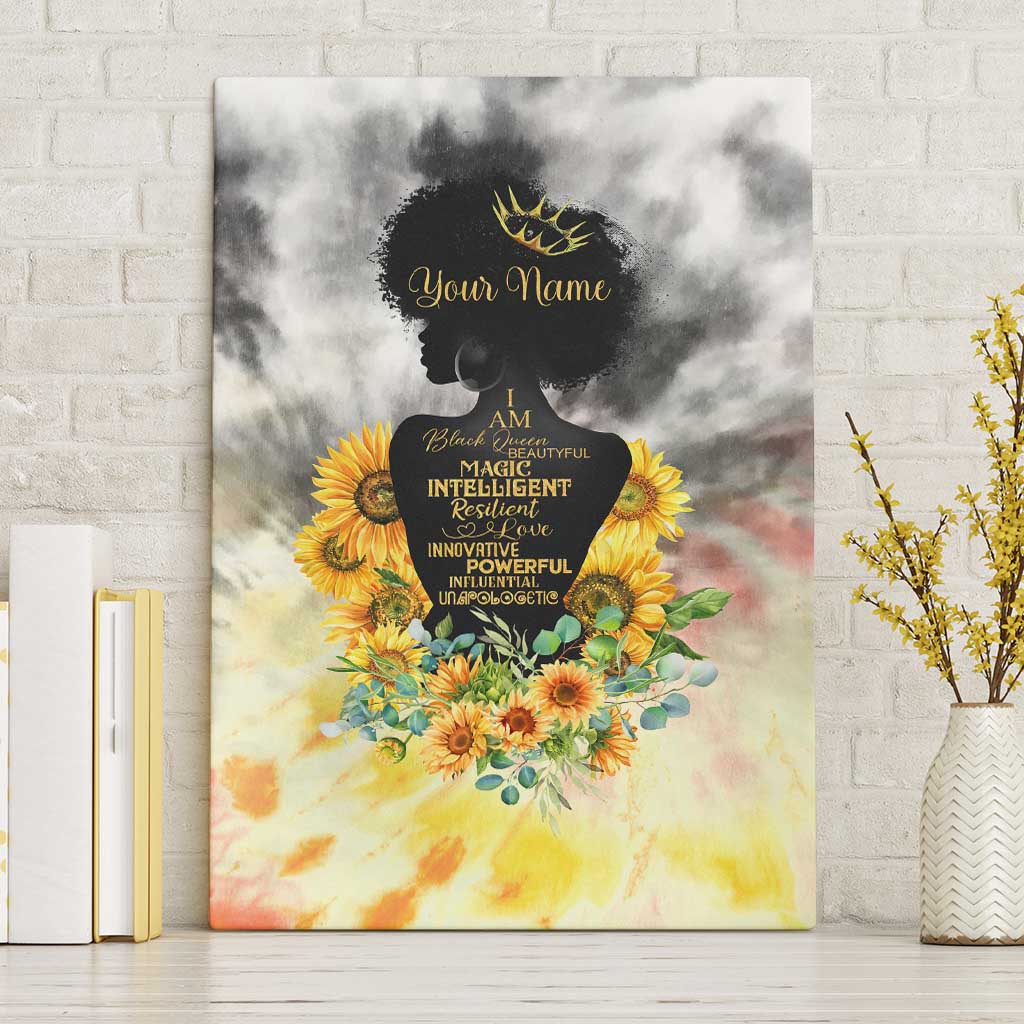 Vintage Flowers - I Am Black Queen Canvas Wall Art