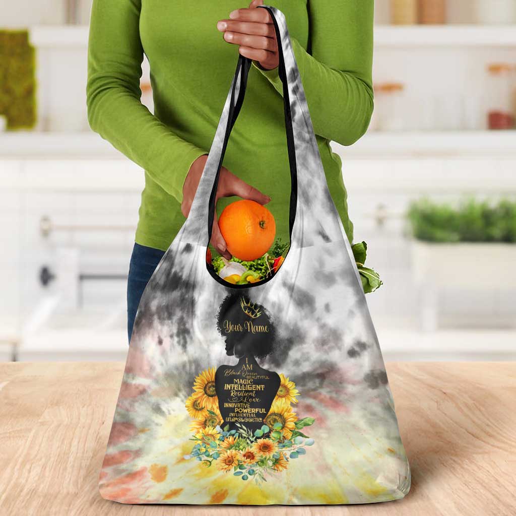 Vintage Flowers - I Am Black Queen Grocery Bag