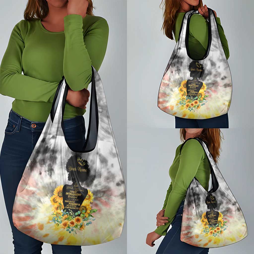 Vintage Flowers - I Am Black Queen Grocery Bag