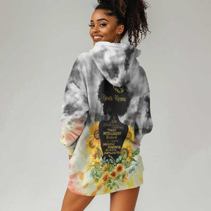 Vintage Flowers - I Am Black Queen Hoodie Dress