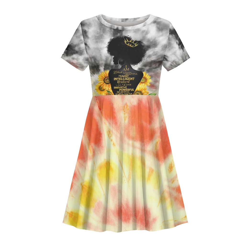 Vintage Flowers - I Am Black Queen Kid Short Sleeve Dress