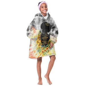 Vintage Flowers - I Am Black Queen KId Wearable Blanket Hoodie