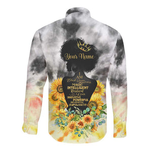 Vintage Flowers - I Am Black Queen Long Sleeve Button Shirt