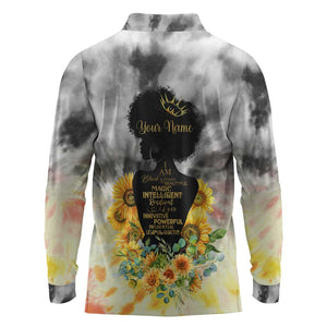 Vintage Flowers - I Am Black Queen Long Sleeve Polo Shirt