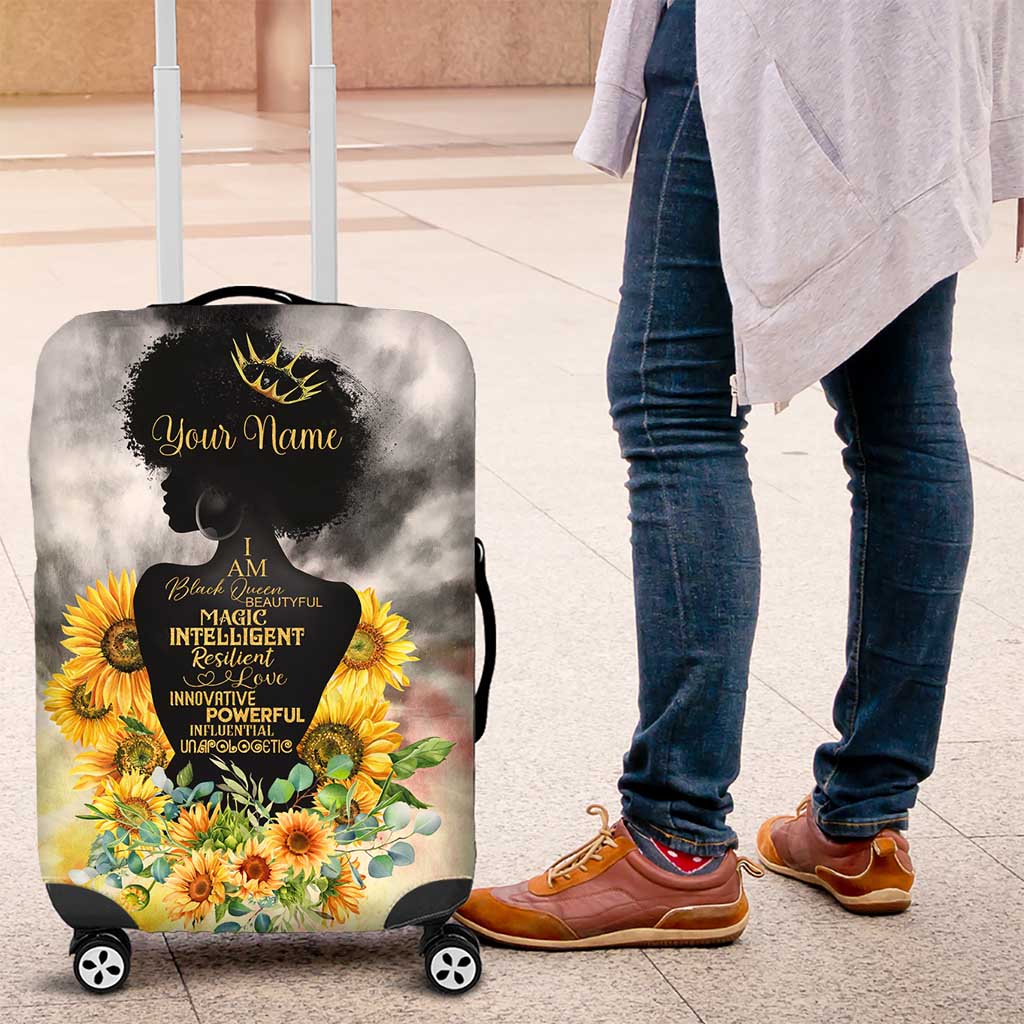 Vintage Flowers - I Am Black Queen Luggage Cover